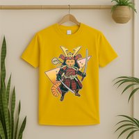 Cool Vintage Japanese Neko Cat Samurai Warrior T-Shirt