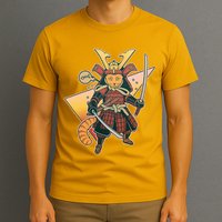 Cool Vintage Japanese Neko Cat Samurai Warrior T-Shirt