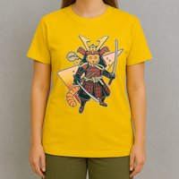 Cool Vintage Japanese Neko Cat Samurai Warrior T-Shirt