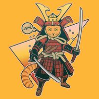Cool Vintage Japanese Neko Cat Samurai Warrior Kids T-Shirt