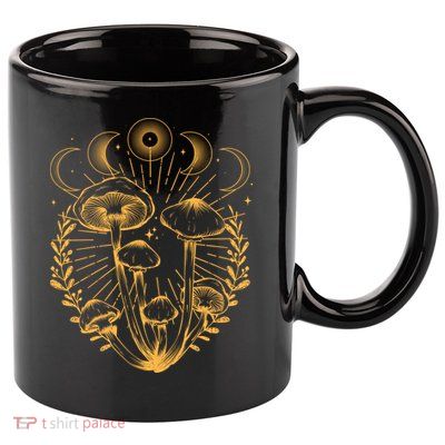 Cool Vintage Mushrooms And Moon Phases  11oz C Handle Ceramic Mug