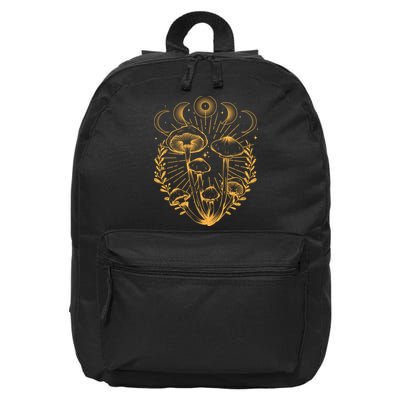 Cool Vintage Mushrooms And Moon Phases  16 in Basic Backpack
