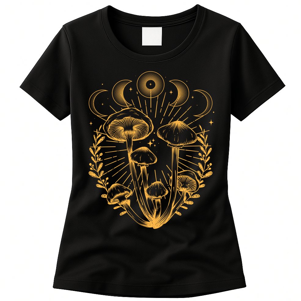 Cool Vintage Mushrooms And Moon Phases  Womens T-Shirt