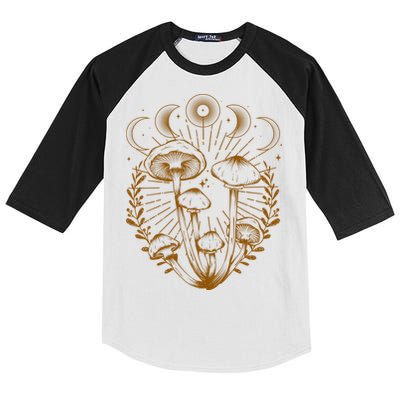Cool Vintage Mushrooms And Moon Phases  Kids Colorblock Raglan Jersey