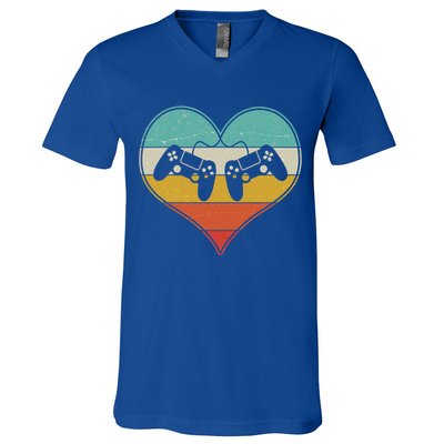 Cool Vintage Valentine Video Gamer Fan V-Neck T-Shirt