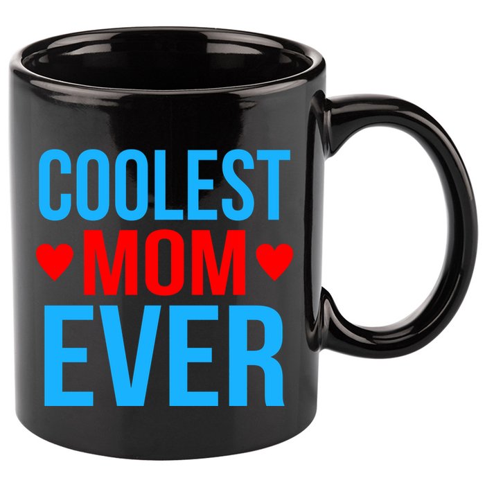 Coolest Mom Ever Hearts 11oz C Handle Ceramic Mug