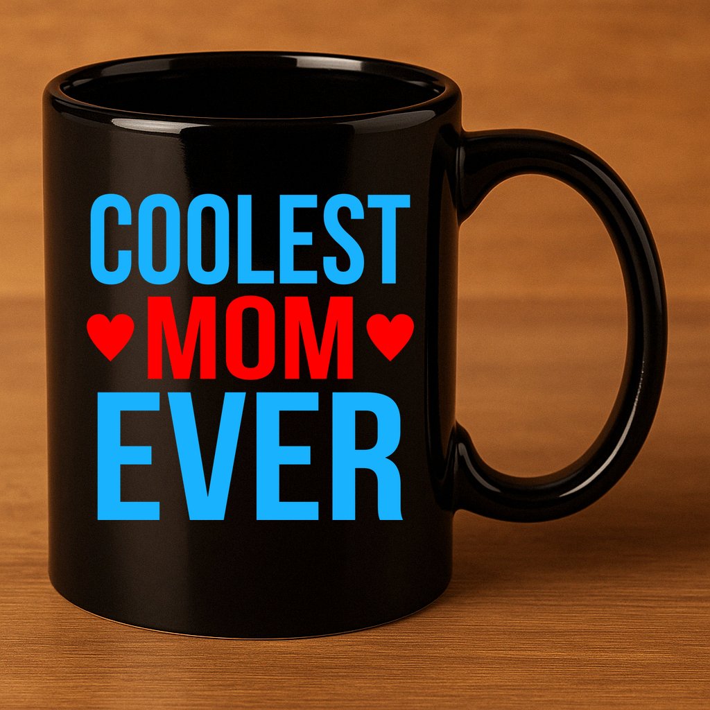 Coolest Mom Ever Hearts 11oz C Handle Ceramic Mug