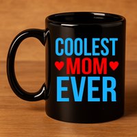 Coolest Mom Ever Hearts 11oz C Handle Ceramic Mug