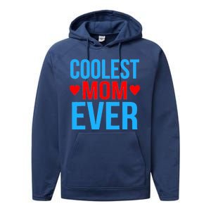 Coolest Mom Ever Hearts Performance Fleece Hoodie