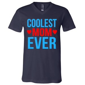 Coolest Mom Ever Hearts V-Neck T-Shirt