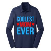 Coolest Mom Ever Hearts Silk Touch Performance Long Sleeve Polo