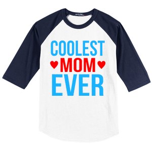 Coolest Mom Ever Hearts Baseball Sleeve Shirt