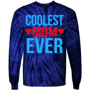 Coolest Mom Ever Hearts Tie-Dye Long Sleeve Shirt