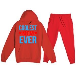 Coolest Mom Ever Hearts Premium Hooded Sweatsuit Set