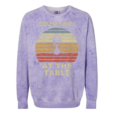 Coolest Turkey At The Table Vintage Colorblast Crewneck Sweatshirt