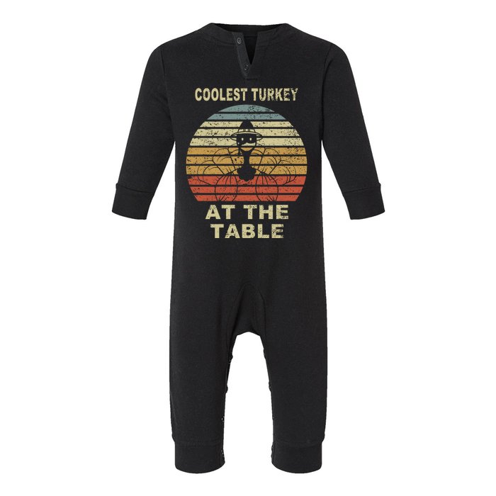 Coolest Turkey At The Table Vintage Infant Fleece One Piece