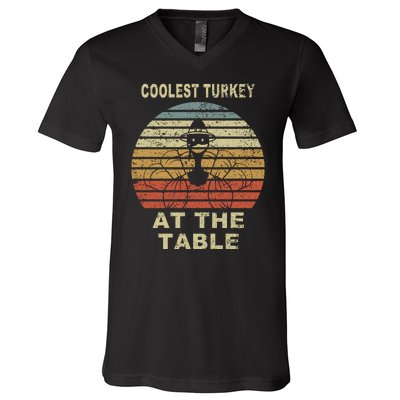 Coolest Turkey At The Table Vintage V-Neck T-Shirt