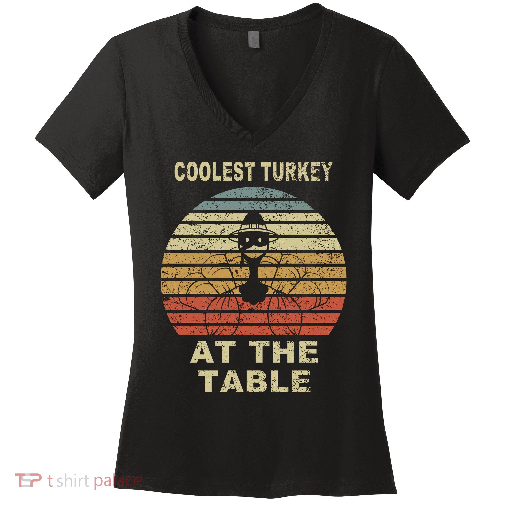 Coolest Turkey At The Table Vintage Women's V-Neck T-Shirt