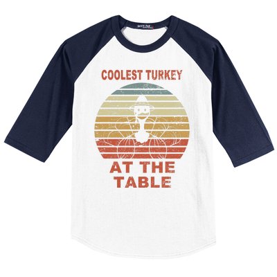 Coolest Turkey At The Table Vintage Baseball Sleeve Shirt