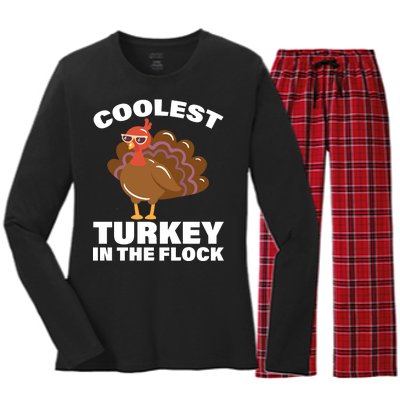 Coolest Turkey In The Flock Women's Long Sleeve Flannel Pajama Set 