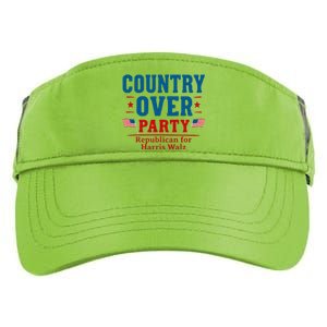 Country Over Party Republican For Kamala Harris Tim Walz Adult Drive Performance Visor