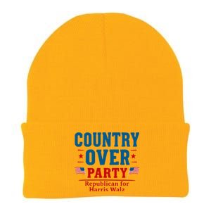 Country Over Party Republican For Kamala Harris Tim Walz Knit Cap Winter Beanie