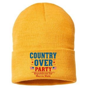 Country Over Party Republican For Kamala Harris Tim Walz Sustainable Knit Beanie