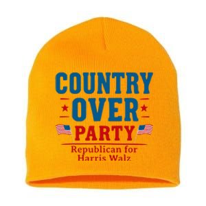 Country Over Party Republican For Kamala Harris Tim Walz Short Acrylic Beanie