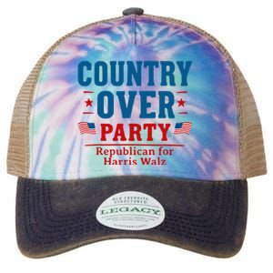 Country Over Party Republican For Kamala Harris Tim Walz Legacy Tie Dye Trucker Hat