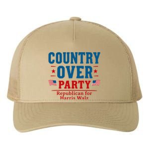 Country Over Party Republican For Kamala Harris Tim Walz Yupoong Adult 5-Panel Trucker Hat