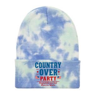 Country Over Party Republican For Kamala Harris Tim Walz Tie Dye 12in Knit Beanie