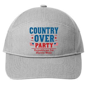 Country Over Party Republican For Kamala Harris Tim Walz 7-Panel Snapback Hat