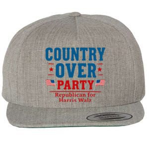 Country Over Party Republican For Kamala Harris Tim Walz Wool Snapback Cap