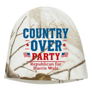 Country Over Party Republican For Kamala Harris Tim Walz Kati - Camo Knit Beanie