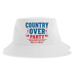 Country Over Party Republican For Kamala Harris Tim Walz Sustainable Bucket Hat