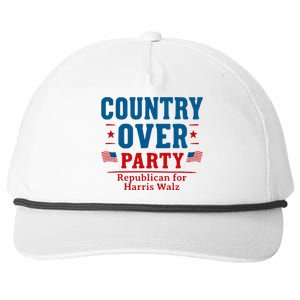 Country Over Party Republican For Kamala Harris Tim Walz Snapback Five-Panel Rope Hat