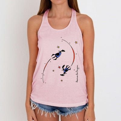 Cows On Purple Spaceships Stars (Colour Options Available) Gift Women's Knotted Racerback Tank