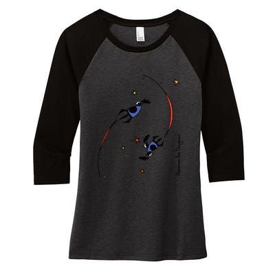 Cows On Purple Spaceships Stars (Colour Options Available) Gift Women's Tri-Blend 3/4-Sleeve Raglan Shirt