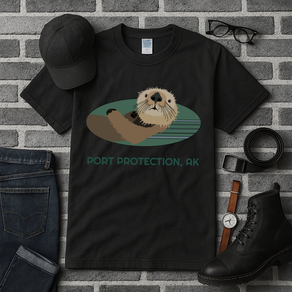 Cute Otter Port Protection Alaska Coast Resident Fisherman Funny Gift Tall T-Shirt