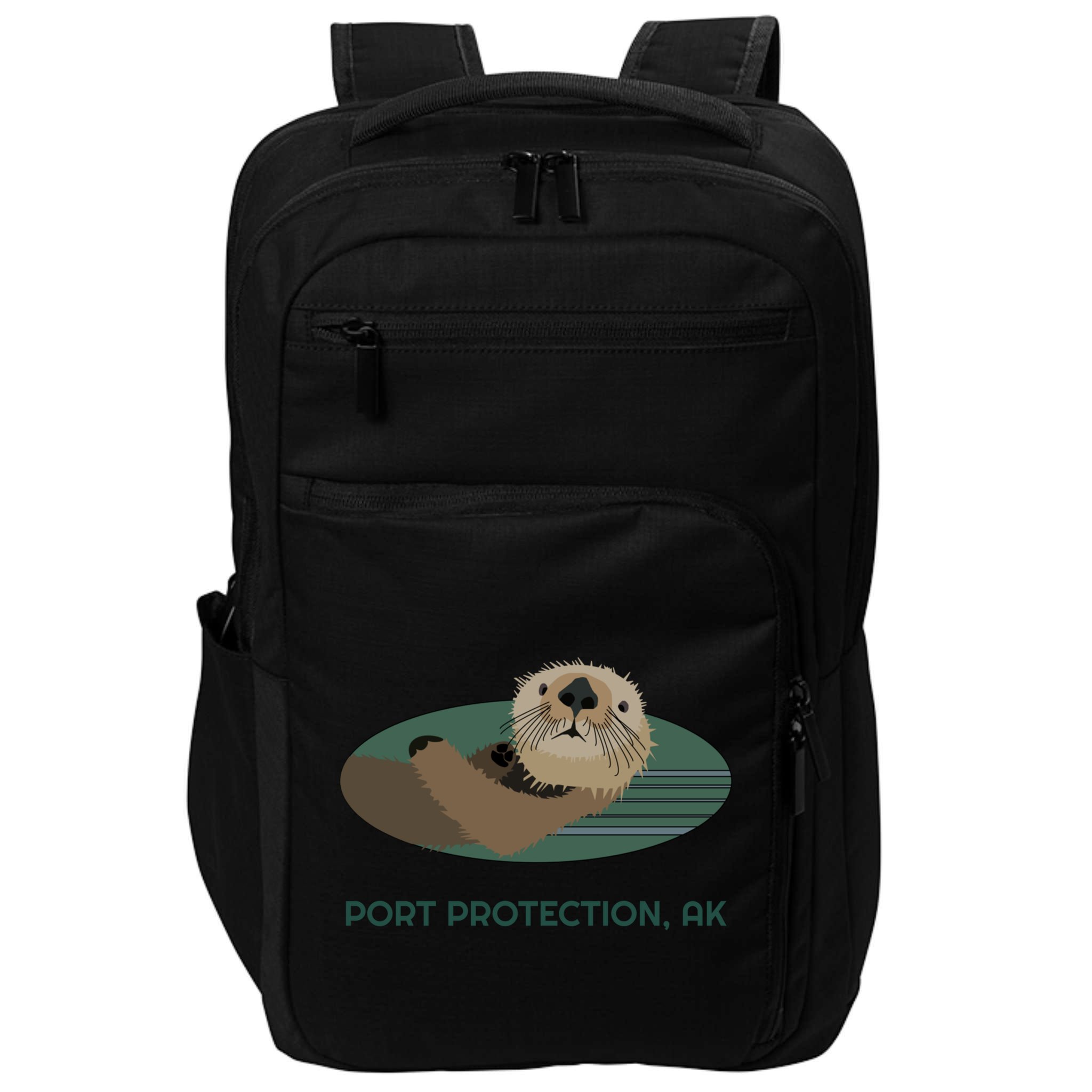 Cute Otter Port Protection Alaska Coast Resident Fisherman Funny Gift Impact Tech Backpack