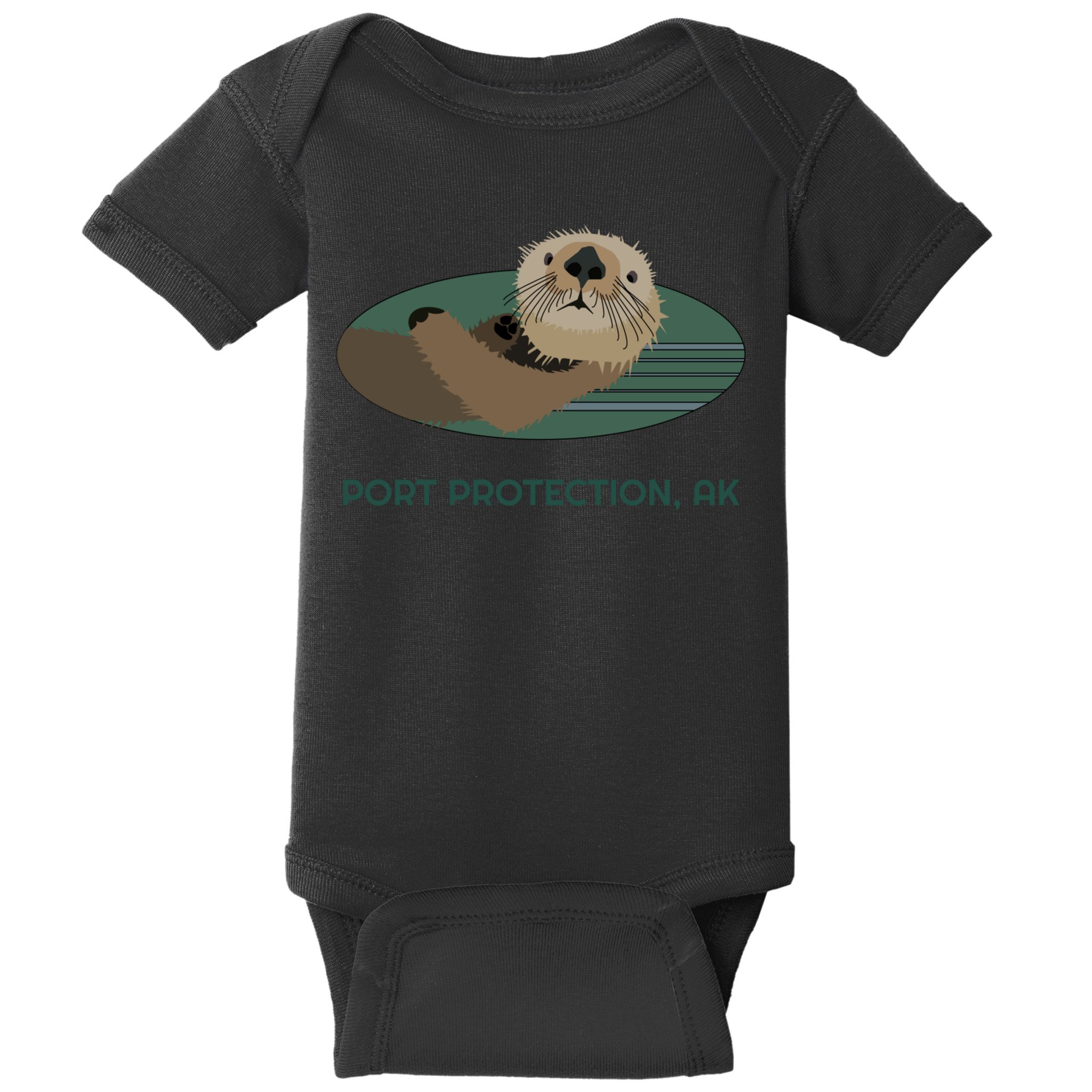 Cute Otter Port Protection Alaska Coast Resident Fisherman Funny Gift Baby Bodysuit