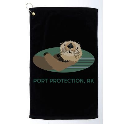 Cute Otter Port Protection Alaska Coast Resident Fisherman Funny Gift Golf Towel
