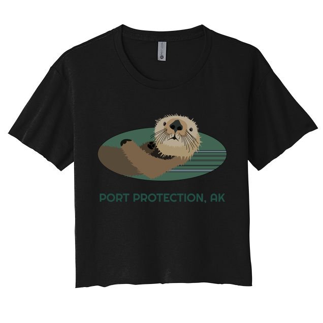 Cute Otter Port Protection Alaska Coast Resident Fisherman Funny Gift Crop Top