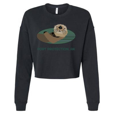 Cute Otter Port Protection Alaska Coast Resident Fisherman Funny Gift Cropped Pullover Crew