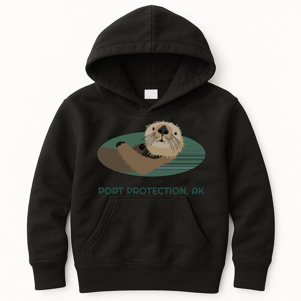 Cute Otter Port Protection Alaska Coast Resident Fisherman Funny Gift Kids Hoodie