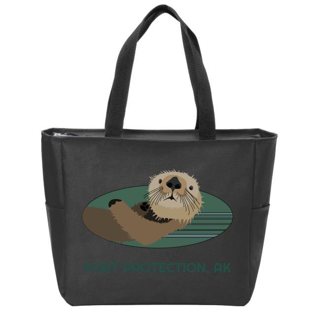 Cute Otter Port Protection Alaska Coast Resident Fisherman Funny Gift Zip Tote Bag