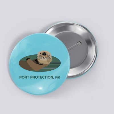 Cute Otter Port Protection Alaska Coast Resident Fisherman Funny Gift Button