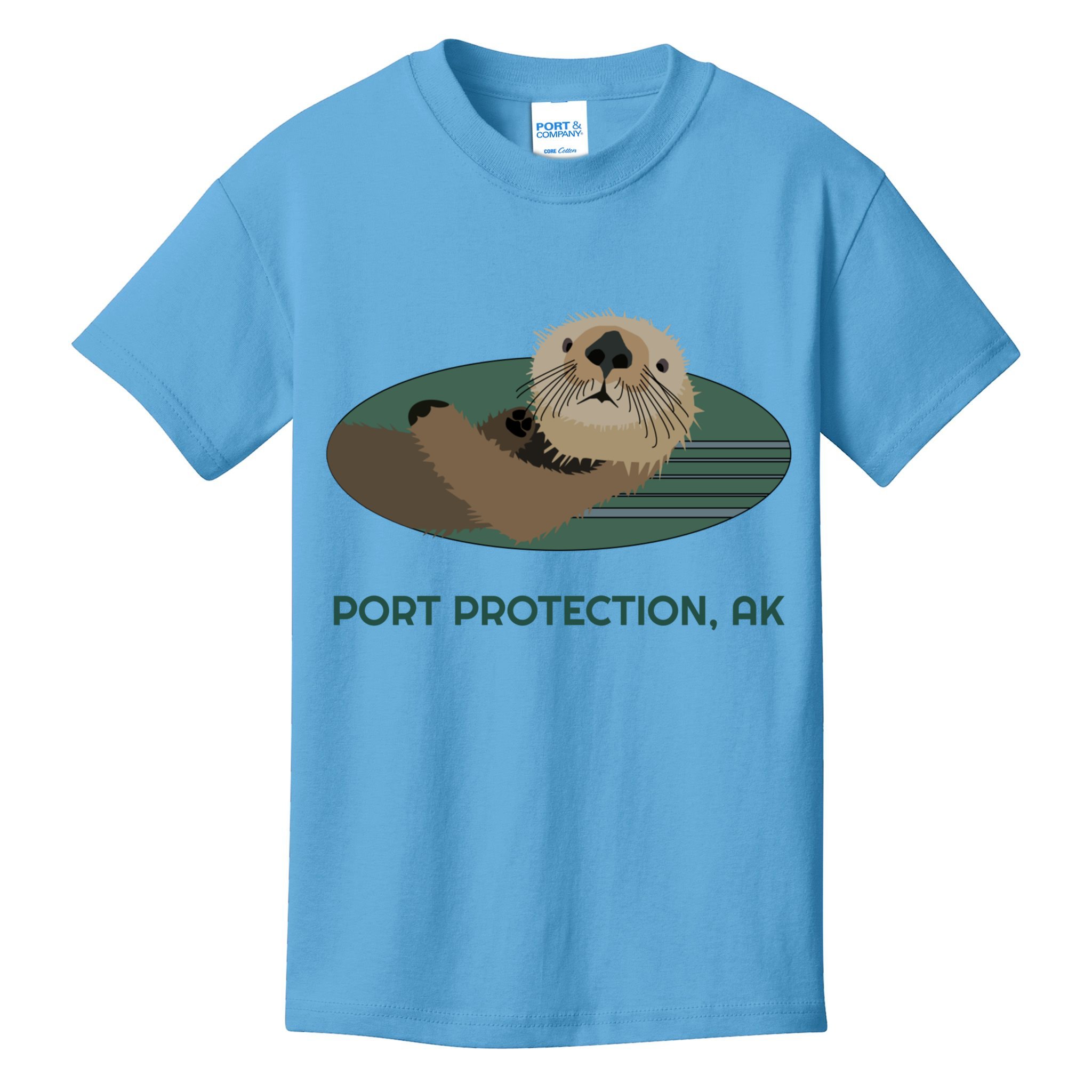 Cute Otter Port Protection Alaska Coast Resident Fisherman Funny Gift Kids T-Shirt