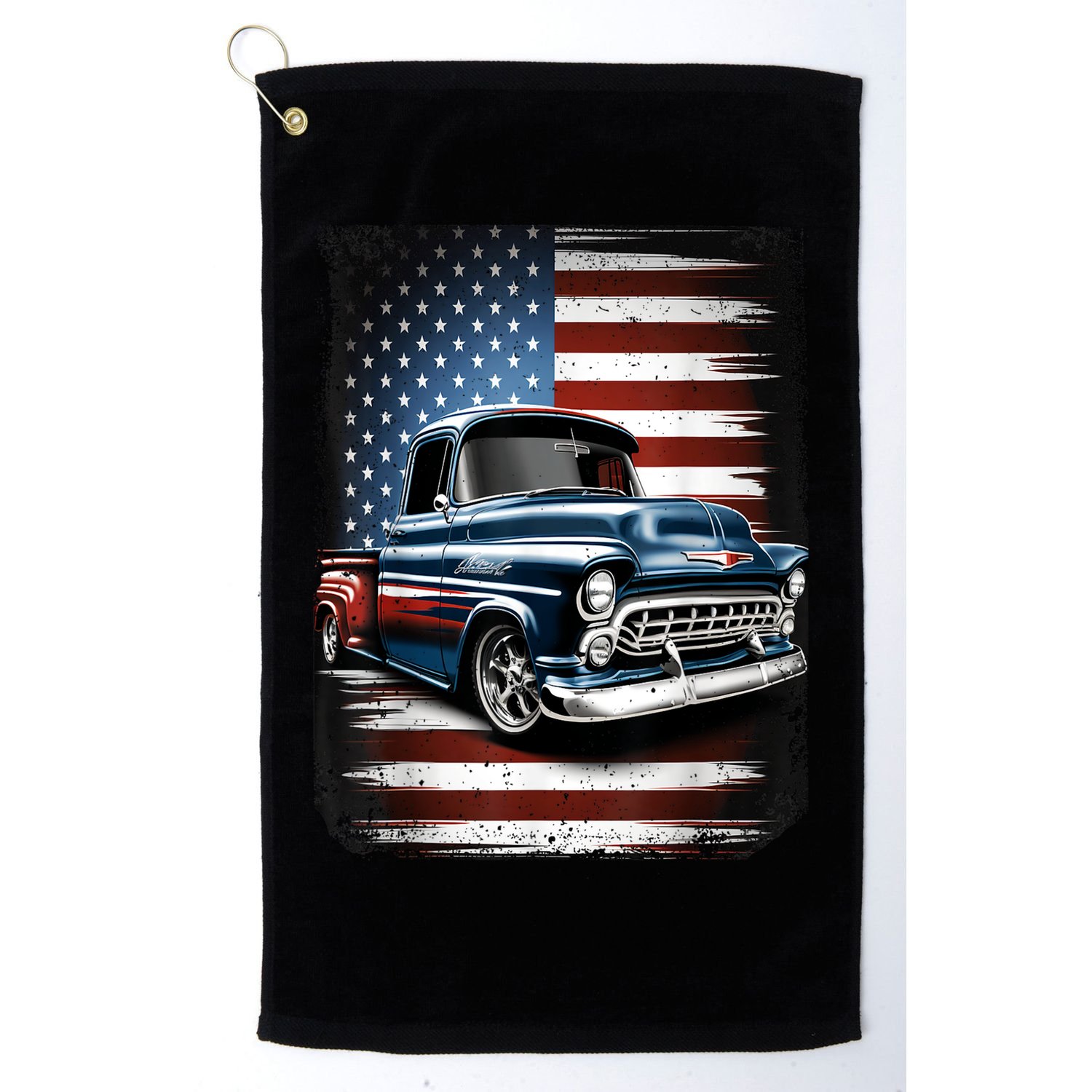 Classic Old Pickup Truck American Flag 4th Of July Patriotic Golf Towel
