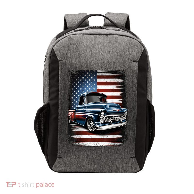 Classic Old Pickup Truck American Flag 4th Of July Patriotic Vector Backpack